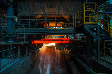 The fiery steel billet, the core moment of the rolling mill production line © qiujusong