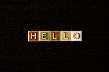 Hello Word on Colorful Tiles: Concept of Greeting, Welcome, Communication, and Connection © Kazuhiro.Suzuki
