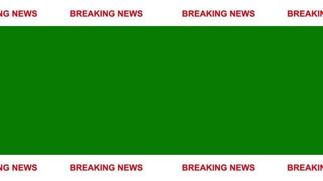 Red scrolling breaking news banner animation. Breaking News - Lower third live breaking news green screen and seamless looping. breaking news lower third overlay for broadcast. 4k breaking news lower 