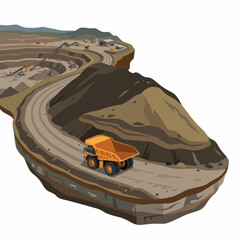 Large Mining Dump Truck in Open Pit Quarry Landscape. © Akunbaru