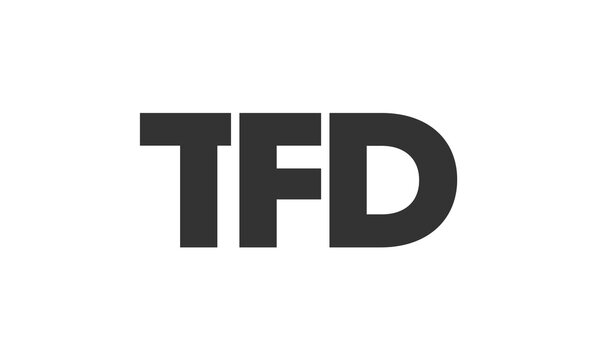 TFD logo design template with strong and modern bold text. Initial based vector logotype featuring simple and minimal typography. Trendy company identity.
