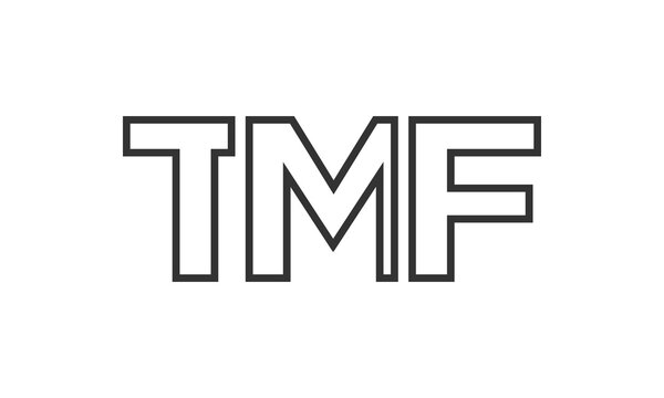 TMF logo design template with strong and modern bold text. Initial based vector logotype featuring simple and minimal typography. Trendy company identity.