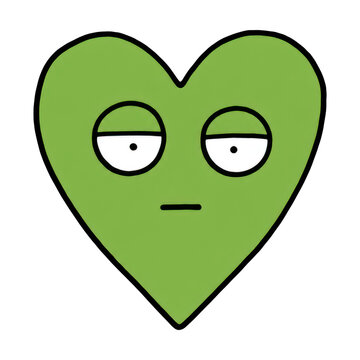 Green tired heart face emoji PNG with transparent background