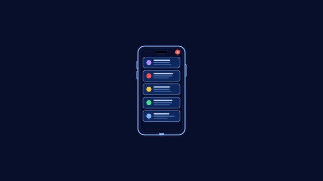 Smartphone receiving a stack of incoming message alerts with a counter badge, then clearing to a confirmed all read state, for social media, messaging and mobile app concepts.