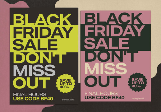 Bold Typography Black Friday Sale Poster Layout 