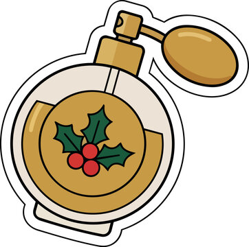 Christmas Perfume Bottle with Holly Decoration