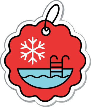 Christmas Swimming Pool Gift Tag with Snowflake and Pool Ladder