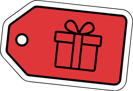 Simple Christmas Gift Tag with Present Box Icon