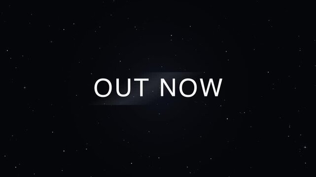 White Out Now Text Animation with Smooth Fade In Effect on Black Background, Gently Sparkling Stars, Minimalist Typography, Cinematic Title Reveal, Promotional Announcement and Motion Graphics, 4K