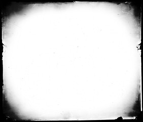 Obraz na płótnie Canvas Vintage slide film frame of an old camera with dusts and scratches and lens vignette template with splatters on transparent background (png image).
