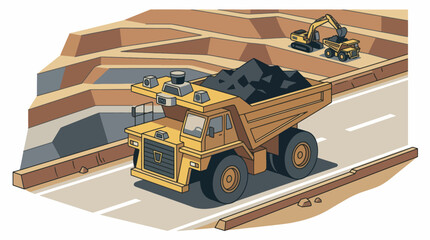 Heavy Duty Mining Dump Truck Carrying Coal In Open Pit. © Islah