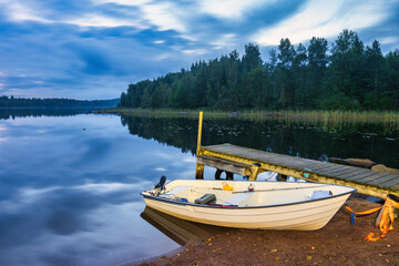 Sunset view of lake Hallangen. Kalmar region. Sweden © Pawel Pajor