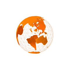 Orange Wireframe Globe – Europe and Africa View © Amy Esposito