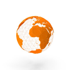 Orange Wireframe Globe – Africa View © Amy Esposito