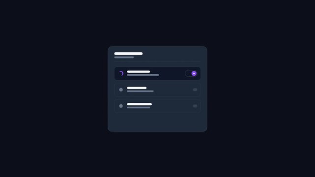 2D Animation of User Interface Toggle Switch for Light and Dark Mode Theme Transition Featuring Sun and Moon Icons for Web and Mobile App Design Visualization on Minimalist Background.