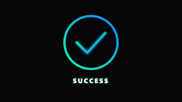 Success Progress Circle Animation with Green Checkmark. Minimalist motion graphic animation symbolizing success and task completion on a black background.