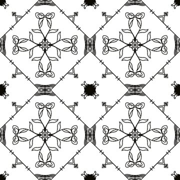 seamless floral black pattern 