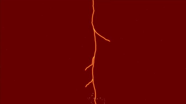 Powerful Lightning Strike Animation on Red Background, Thunder Lightning Bolt Effect, Electric Energy Flash, Dramatic Storm VFX Overlay, Chroma Key Alternative, Cinematic Visual Effects