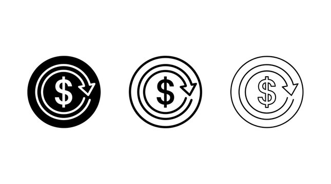 Money circulation icon with dollar sign and arrow loop isolated on transparent background