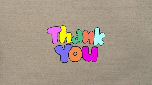 Hand drawn, textured, colorful Thank You text animation