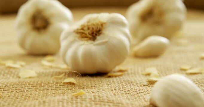 Fresh White Garlic Bulb and Cloves, Organic Healthy Vegetable and Aromatic Spice for Cooking, Natural Raw Food Ingredient with Rich Flavor and Nutrition