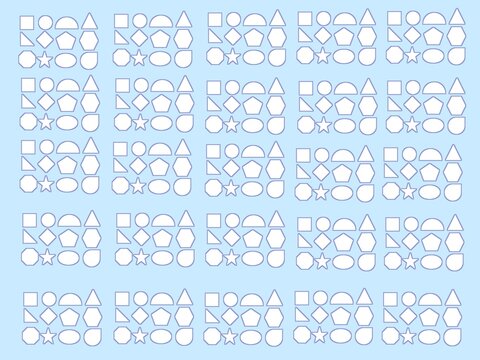 Seamless geometric shape outline pattern on blue background