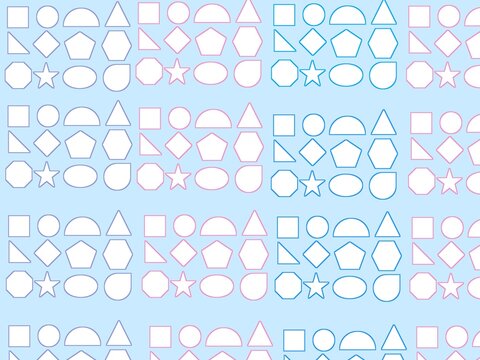 Seamless geometric shape outline pattern on blue background
