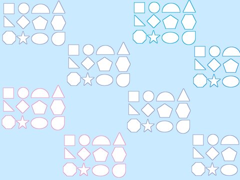 Seamless geometric shape outline pattern on blue background