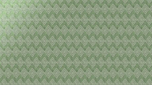 Japanese kogin embroidery diamond pattern in sage green and cream seamless loop 4K