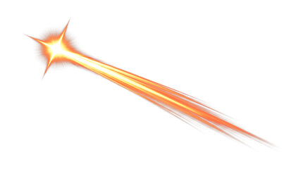 Shooting star with orange light trail on transparent background © dedoteto