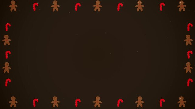 Gingerbread man and candy cane festive pattern background