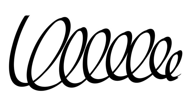 Black spiral doodle line illustration, abstract hand drawn spring swirl isolated on transparent background
