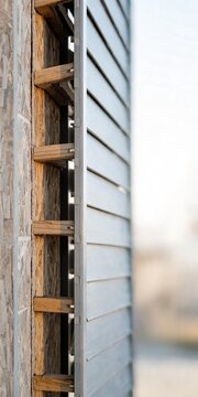 Cutaway view of timber framing behind exterior cladding
