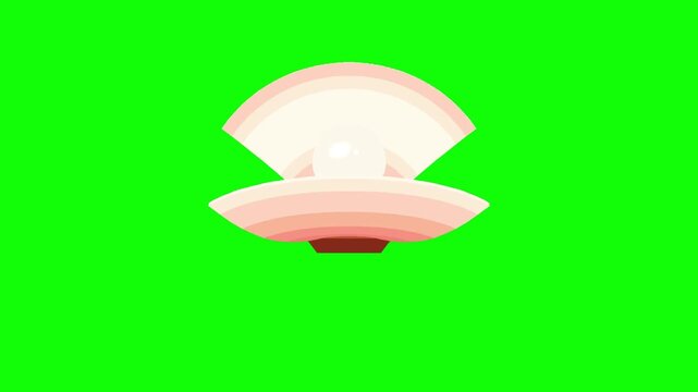 Minimalist Animated Seashell Opening Against a Green Screen
