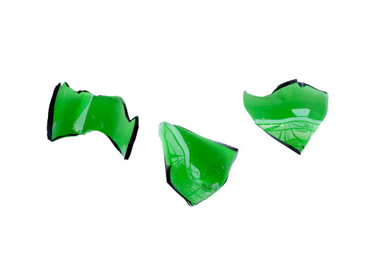 Glass shards isolated on white background.