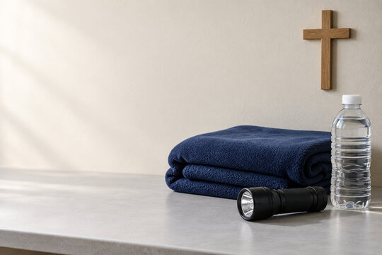 Church Emergency Preparedness Supplies with Blanket Water and Flashlight