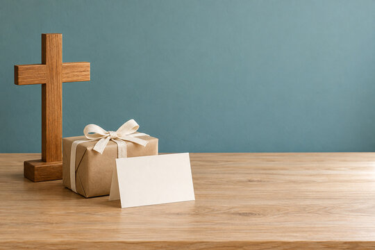 Church Volunteer Appreciation Gift Blank Card and Wooden Cross