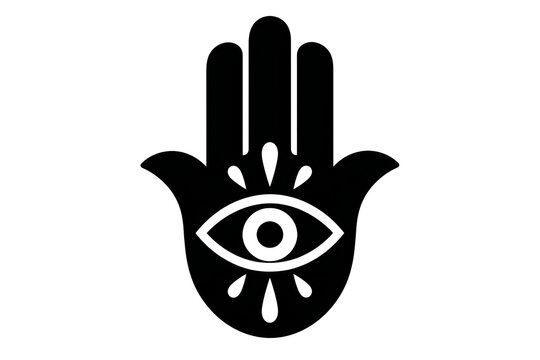 Hamsa hand silhouette evil eye graphic icon