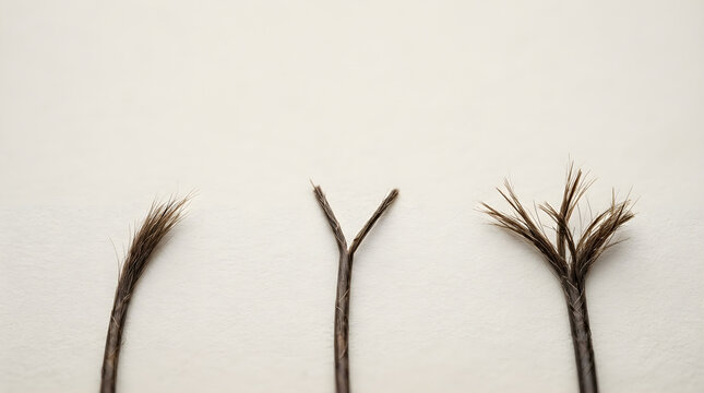 Hair split end damage progression neutral on display counter in