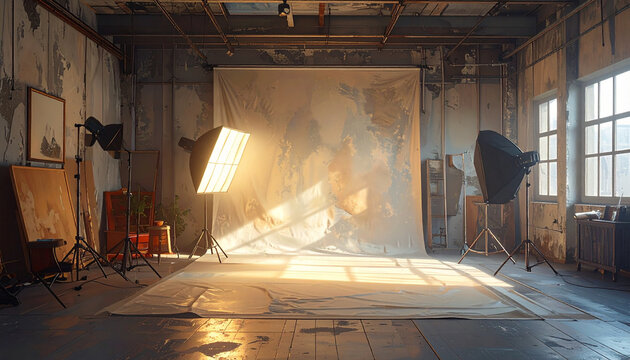 Photography studio interior equipment