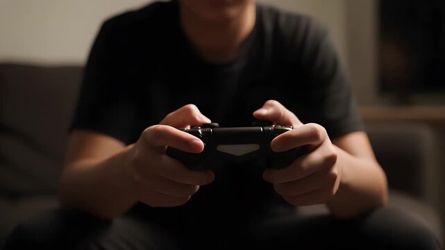 Person playing video games with a controller in their hands, focusing intently on the screen while immersed in the virtual world of entertainment