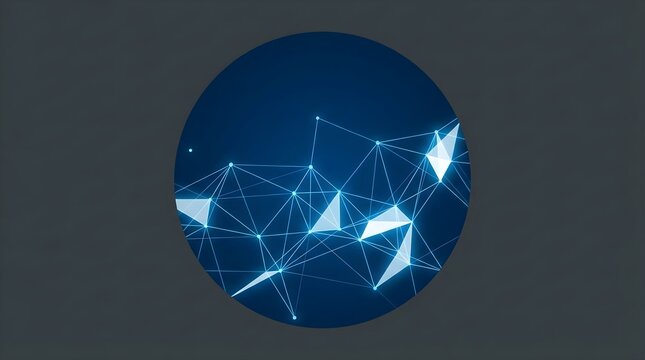 Abstract Digital Network Plexus Graphic in Circular Frame with Glowing Nodes and Lines