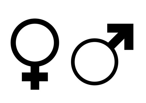 Male and Female Gender Identity Symbols Vector Set Isolated on White Background