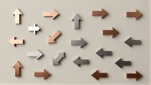 Arrows point in many directions, symbolizing choices and movement.