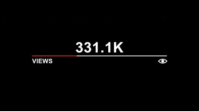 Digital Views Counter Progress Bar Animation Displaying Video Statistics for Social Media Analytics