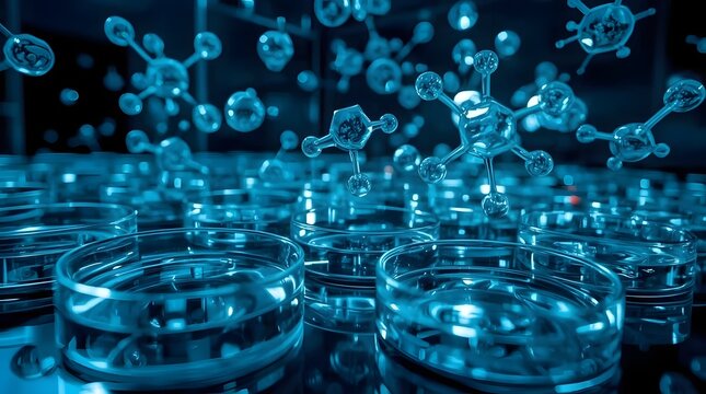 Clean 3D Medical Lab Background with Glassware