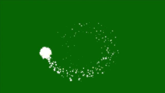 Magic Glitter Sparkle Trail Transition on Green Screen, Golden Glowing Starlight Path with White Twinkling Stars, Fairy Dust Wand Effect, Fast Glittering Star Lines