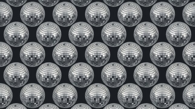 Disco ball pattern with mirrored reflection reflective seventies nightlife celebration