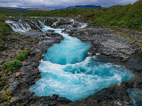 Bruarfoss,  a blue waterfall in Iceland