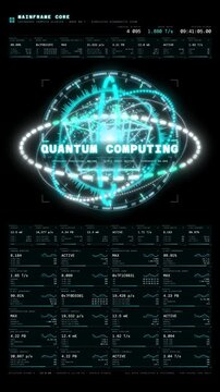Quantum computing mainframe core dashboard interface screen